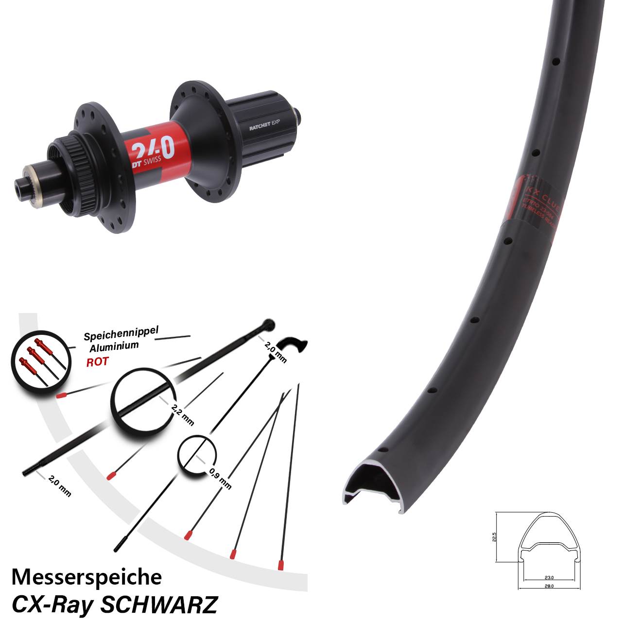 Disc Hinterrad QR 28-29 Zoll KX Clue DT Swiss 240 11-12 fach CX-Ray