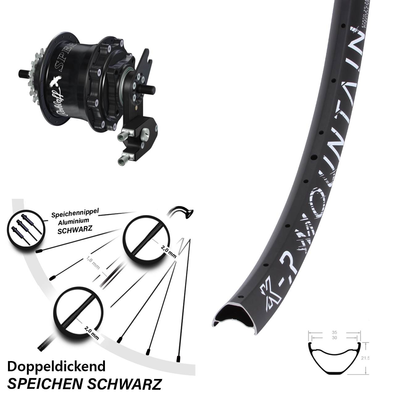 KX-R Mountain Rohloff Speedhub TS DB OEM2 27,5 Zoll Disc Hinterrrad schwarz