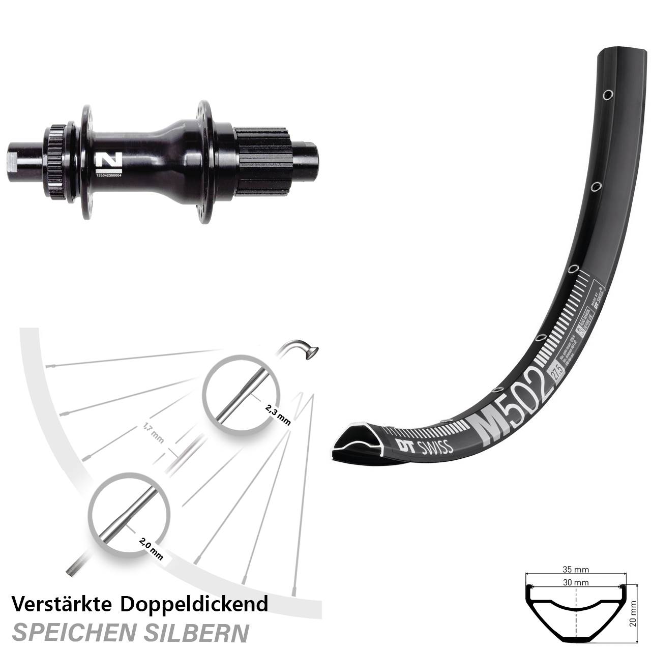 DT Swiss M 502 Novatec D792 29 Zoll Hinterrad Centerlock 12x142 Micro Spline