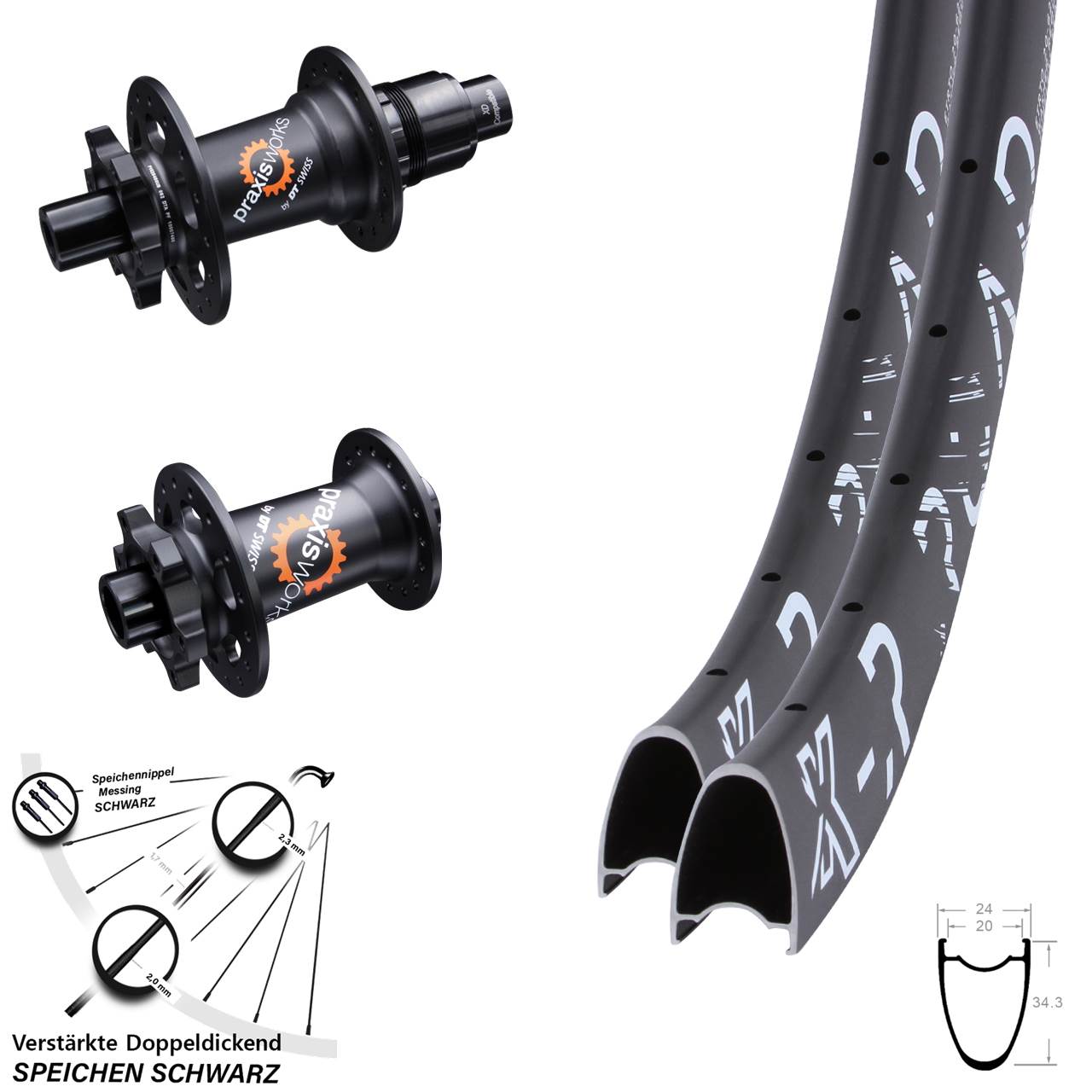 6-Loch Laufradsatz 28 Zoll KX-R Road DT Swiss 350 SRAM XD 15x100 12x142