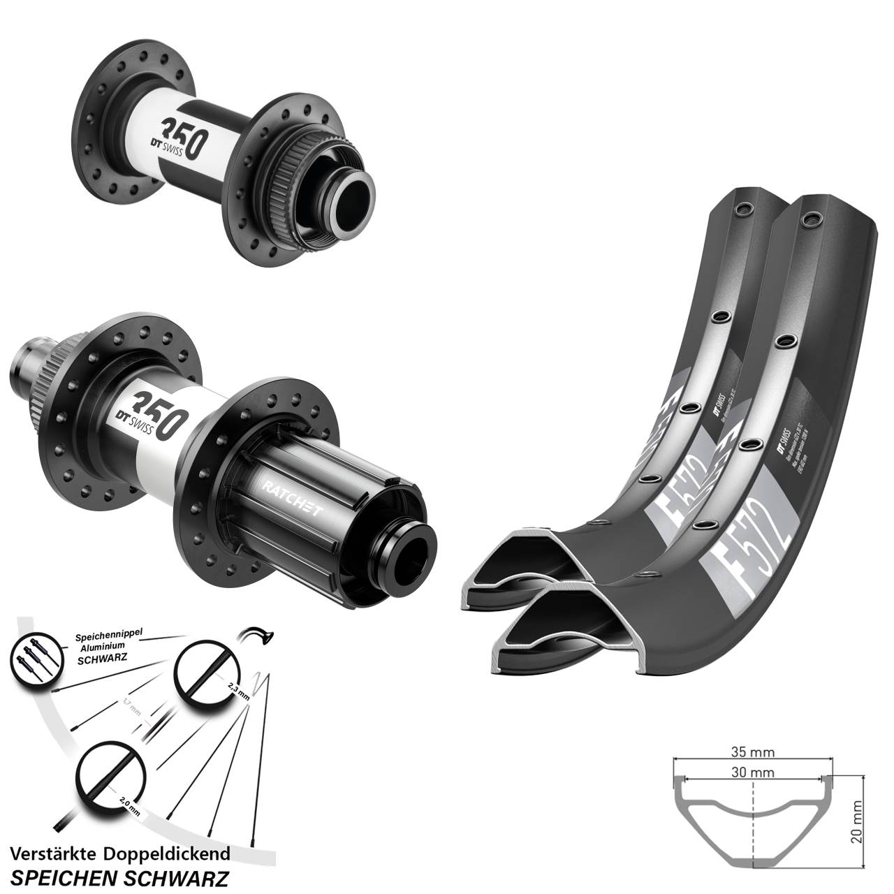 Centerlock Laufradsatz 27,5 Zoll DT Swiss F 572-350 8-11 fach 15x100 12x142
