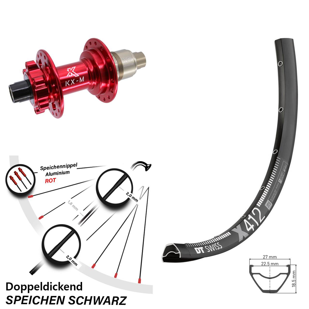 Hinterrad 29 Zoll DT Swiss X 412 KX-M XD 12x142