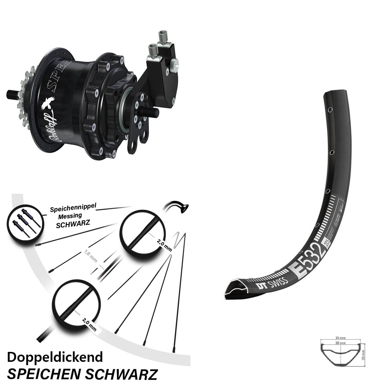 Disc Hinterrrad 29 Zoll DT Swiss E 532 Rohloff Speedhub 500/14 TS DB Tandem