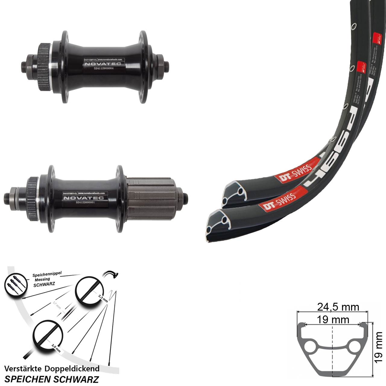 28 Zoll DT Swiss 466d Novatec D471 Novatec D472 Disc Laufradsatz QR 8-12 fach