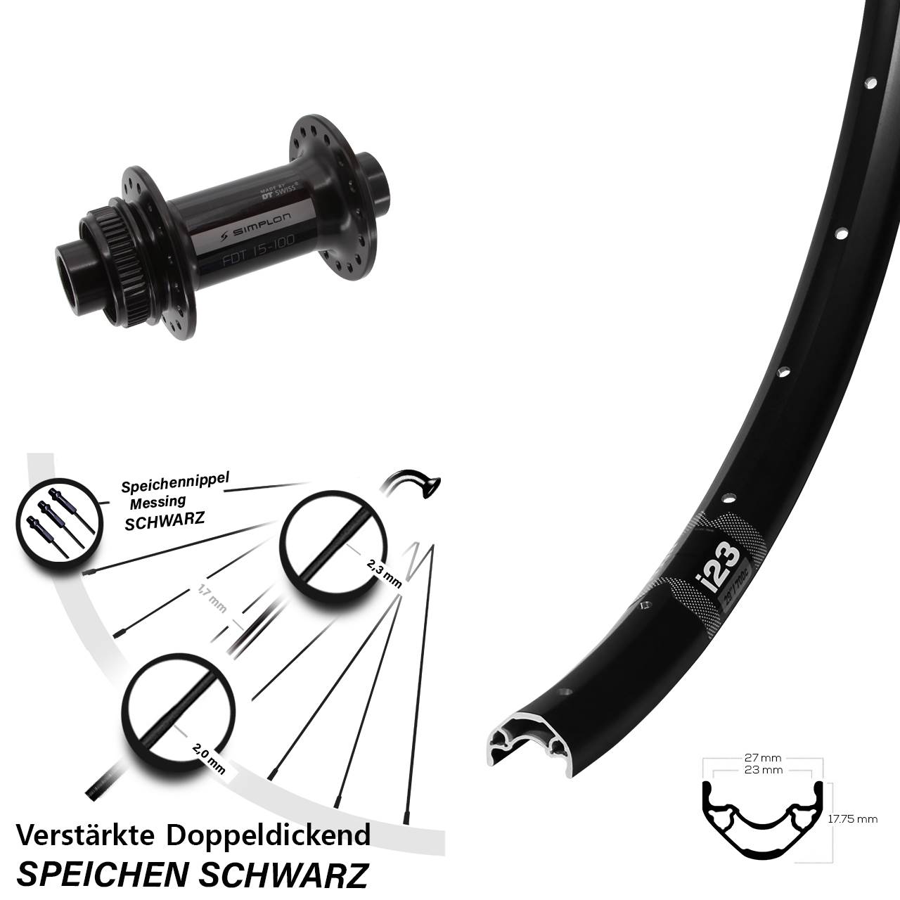 WTB i23 DT Swiss 370 28-29 Zoll Centerlock Vorderrad 12x100