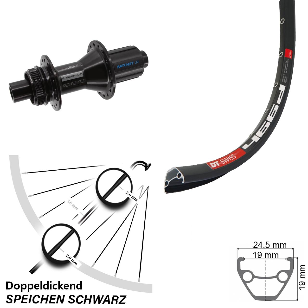 Centerlock Hinterrad 12x142 28 Zoll DT Swiss 466d-370 Hybrid 8-11 fach