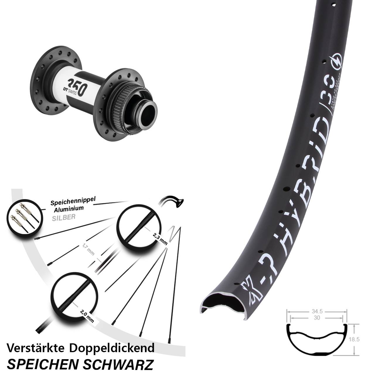 Disc Laufrad 29 Zoll KX-R Hybrid 30 DT Swiss 350 15x100