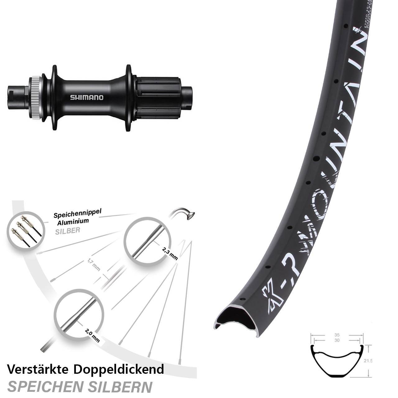Disc Laufrad 12x142 29 Zoll KX-R Mountain Shimano FH-MT400 8-11 fach HG