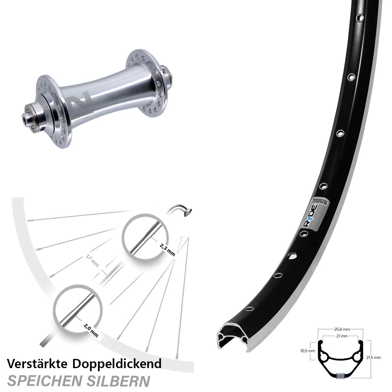 Vorderrad 28 Zoll Ryde ZAC 421 Novatec A141 QR