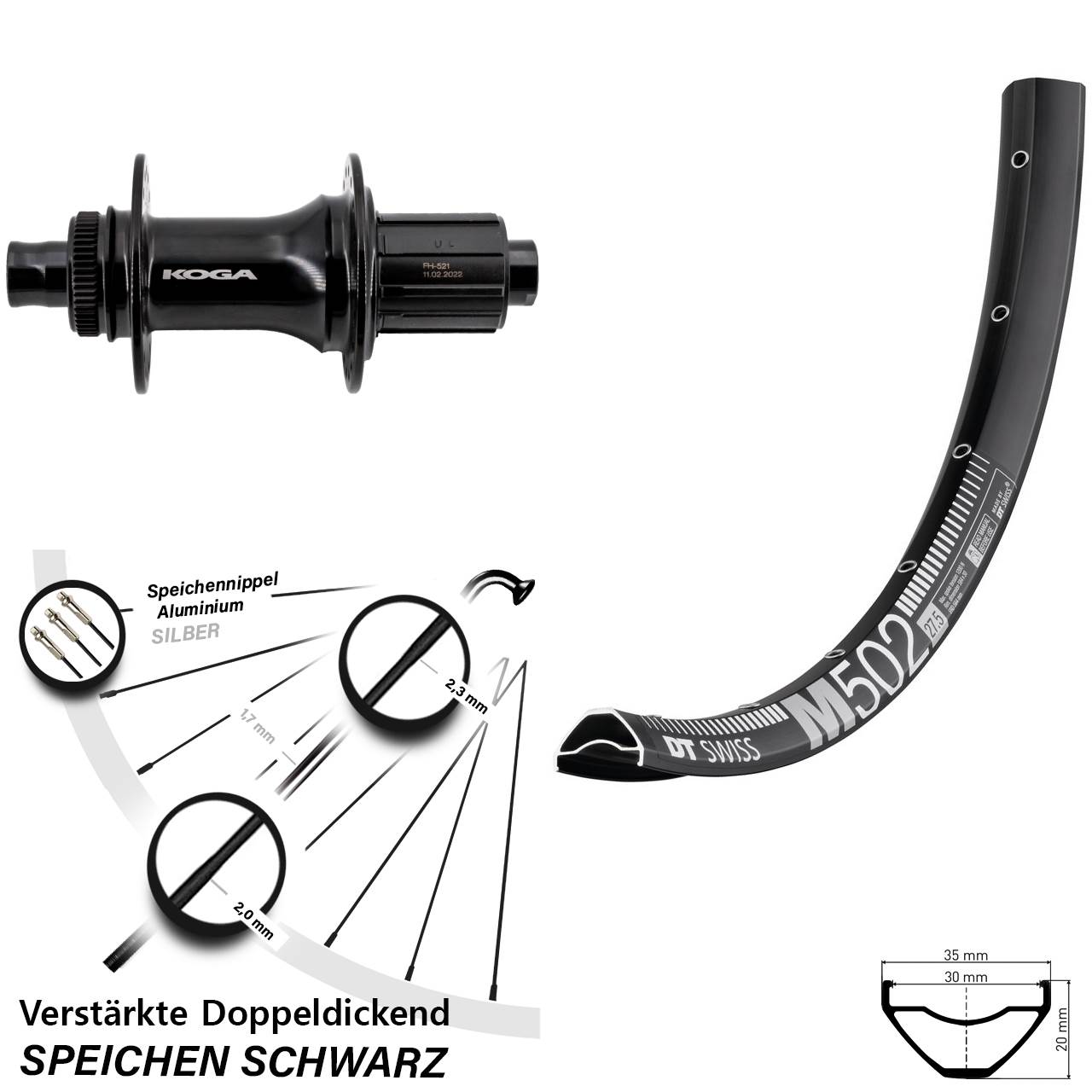 DT Swiss M 502 Formula ECT-148S 27,5 Zoll Centerlock Hinterrad 12x148 8-11 fach HG