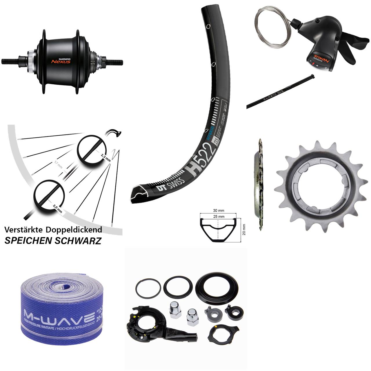 29 Zoll Hinterrad DT Swiss H522 Shimano Nexus 7-Gang Nabenschaltung Centerlock