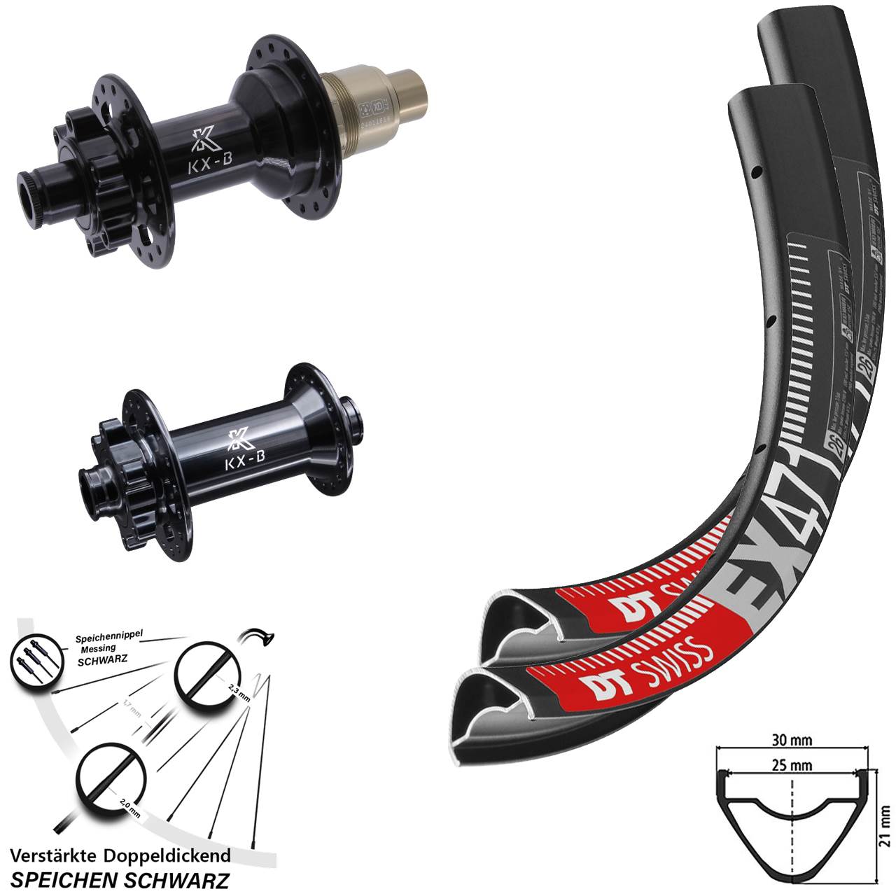 6-Loch Laufradsatz 26 Zoll DT Swiss EX 471 KX-B XD 11-12 fach 15x110 12x148