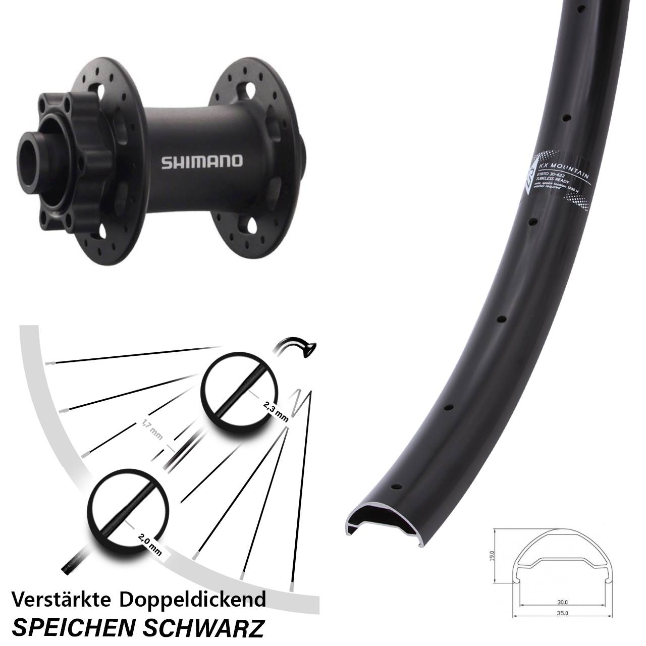 6-Loch Vorderrad 29 Zoll KX Mountain TR Shimano Deore XT HB-M758 15x100