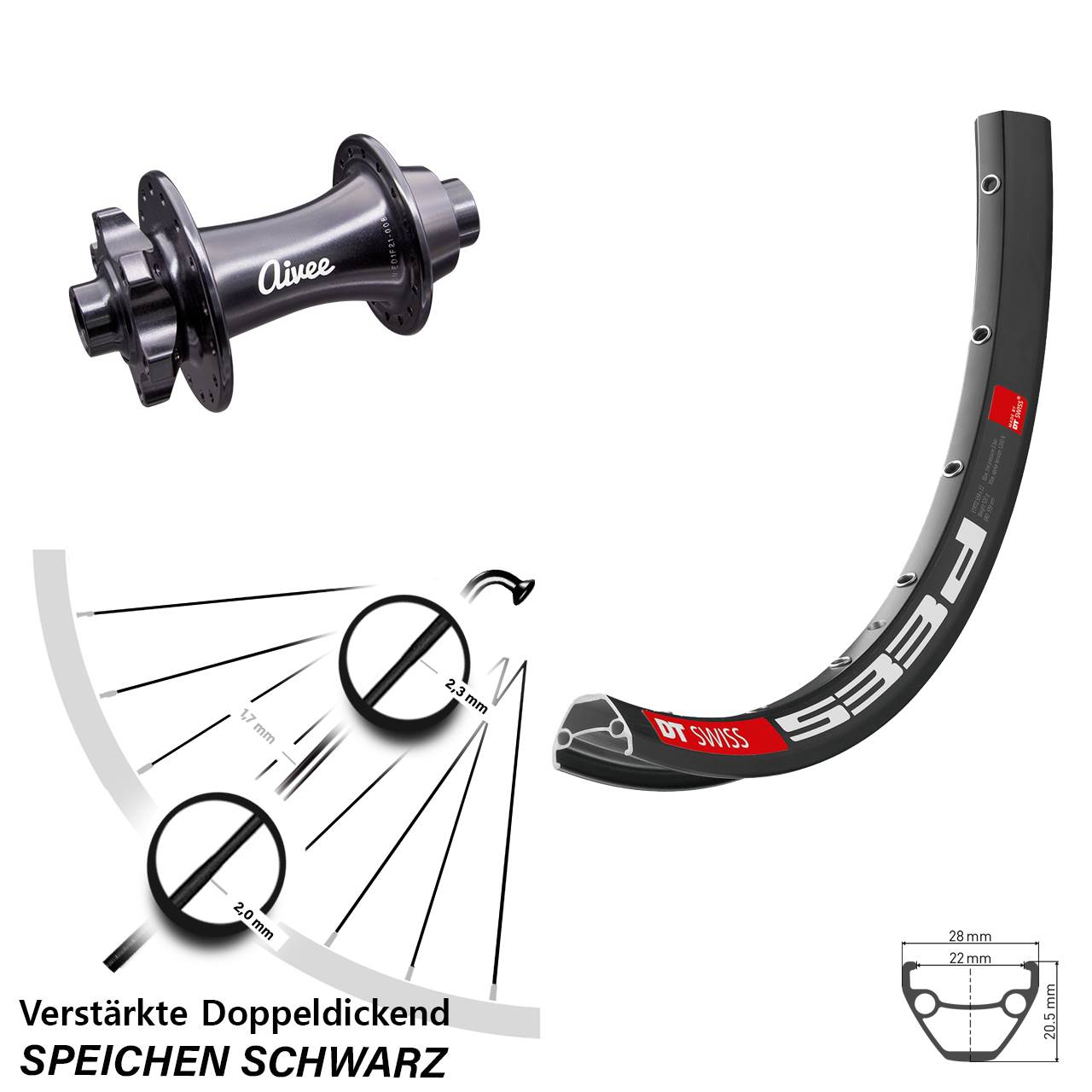Vorderrad 6-Loch 29 Zoll DT Swiss 533d Aivee 15x110 Boost