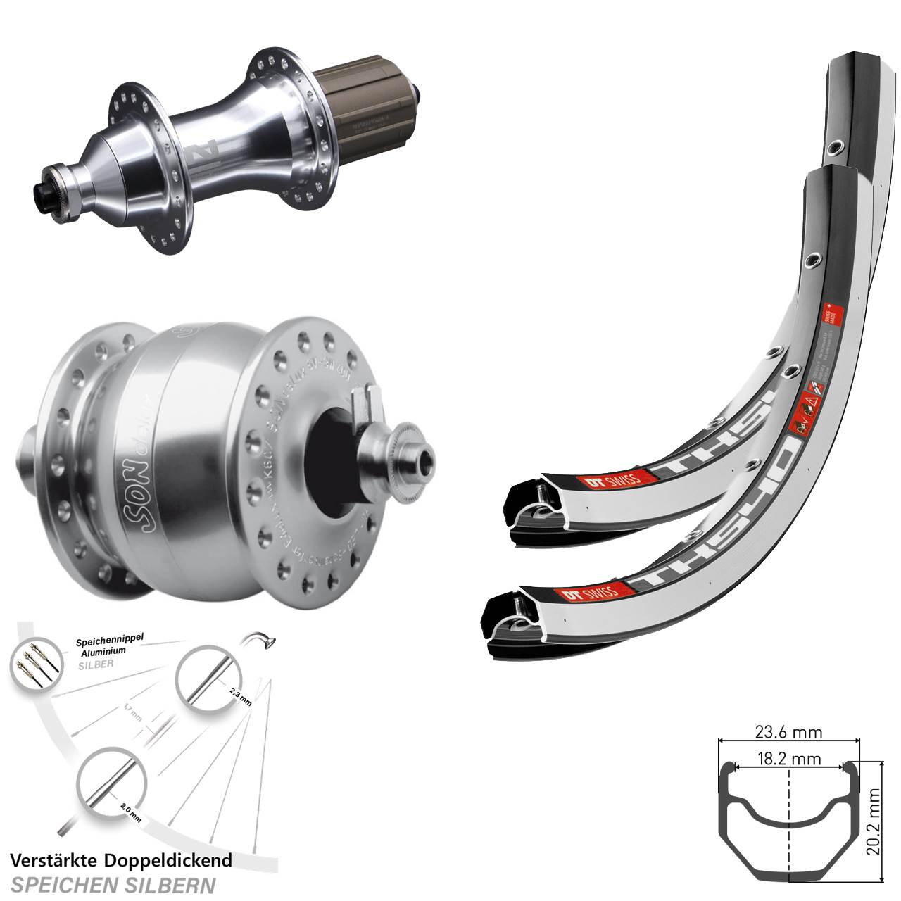 28 Zoll DT Swiss TK540 Novatec F162 SON delux Laufradsatz QR 8-12 fach HG