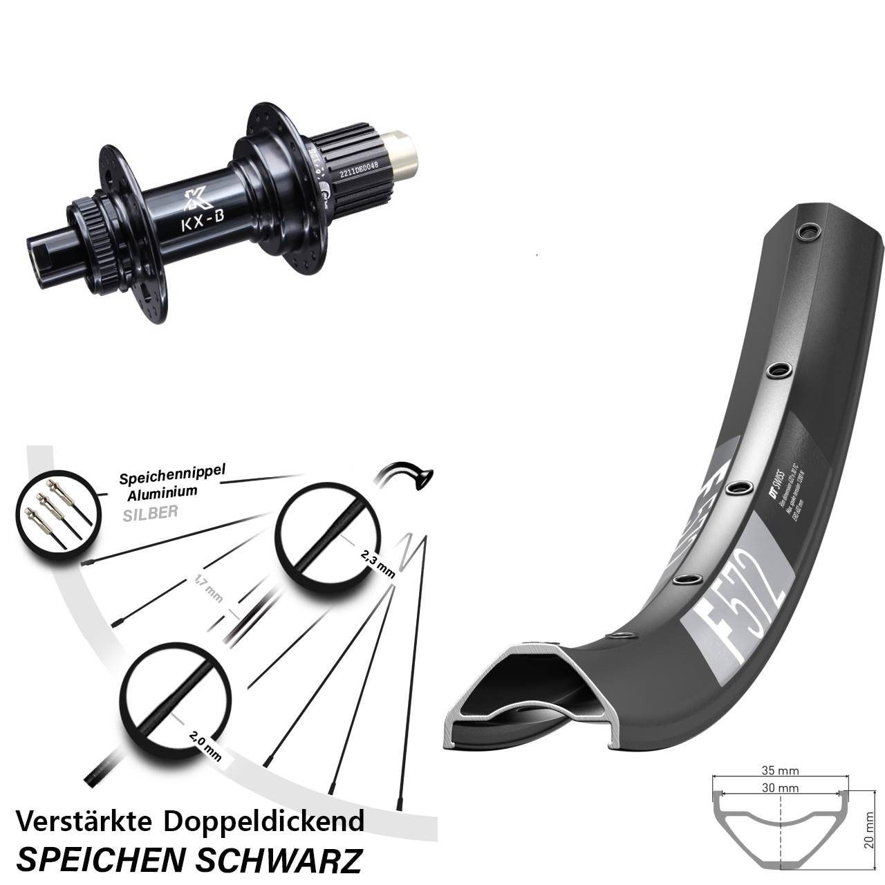 DT Swiss F572 KX-B 29 Zoll Disc Hinterrad 12x148 Boost Shimano Micro Spline