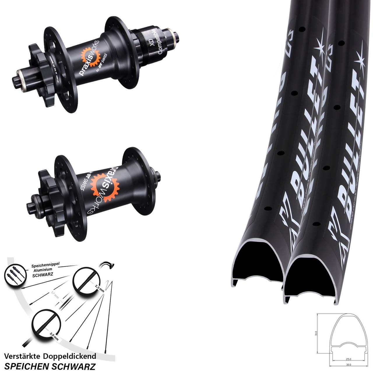 Disc Laufradsatz 29 Zoll KX Bullet DT Swiss 350 XD QR