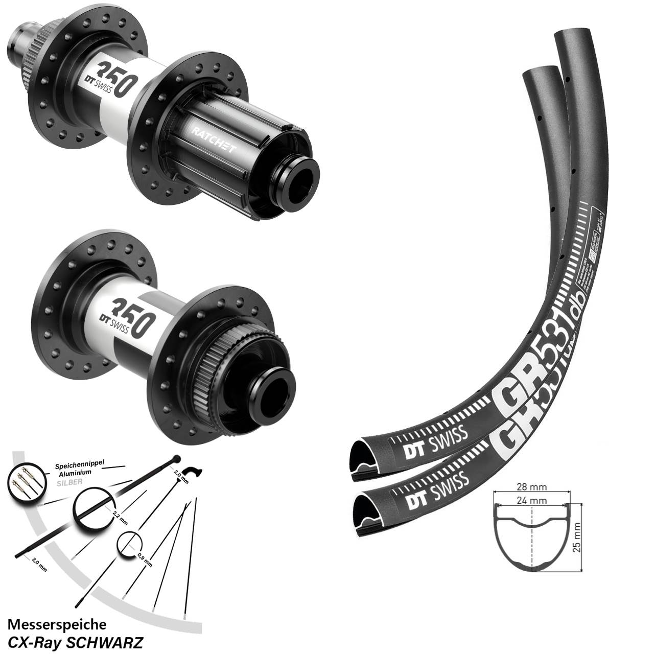 Disc Laufradsatz 12x100/142 27,5 Zoll DT Swiss GR531 350 Road 11-12 fach HG CX-Ray