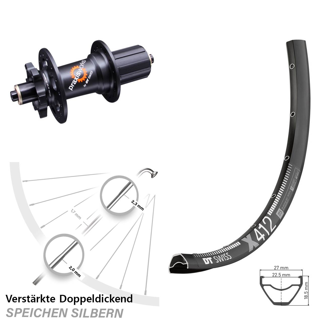 Disc Laufrad QR 29 Zoll DT Swiss X 412-350 6-Loch 5x135 HG 8-11 fach