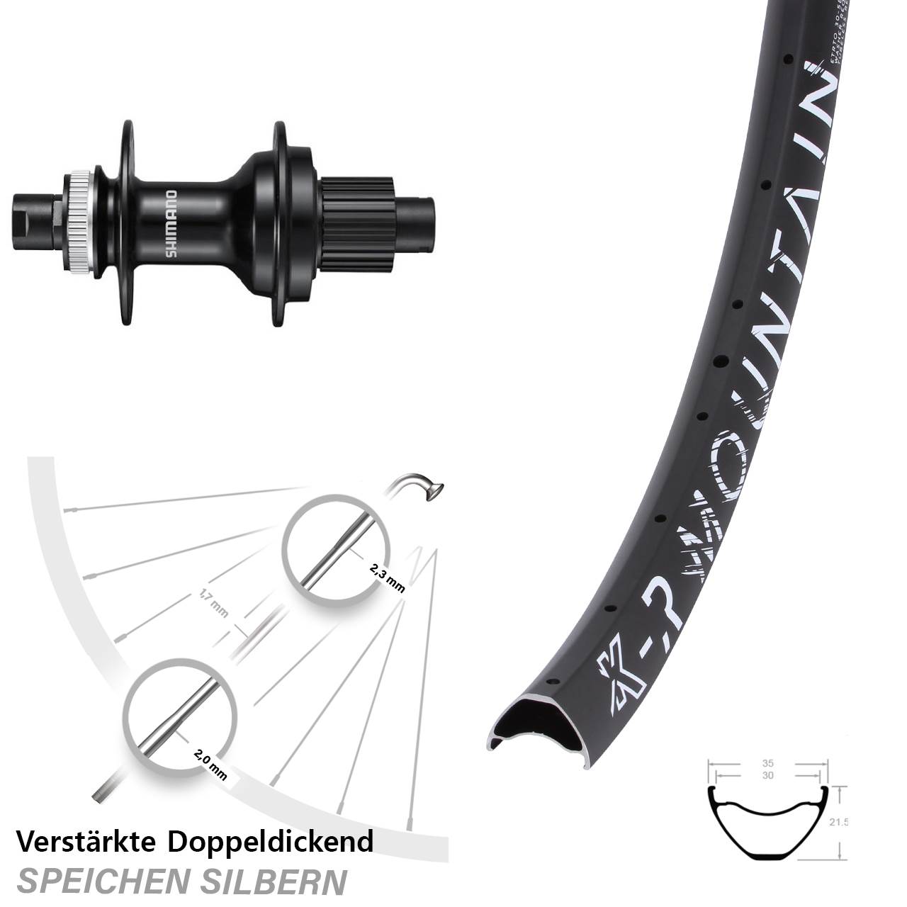 KX-R Mountain Shimano FH-MT510 29 Zoll Hinterrad Centerlock 12x142 Micro Spline
