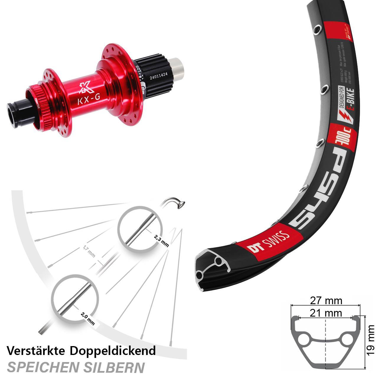 Disc Hinterrad 29 Zoll DT Swiss 545 KX-G rot Micro Spline 12x142