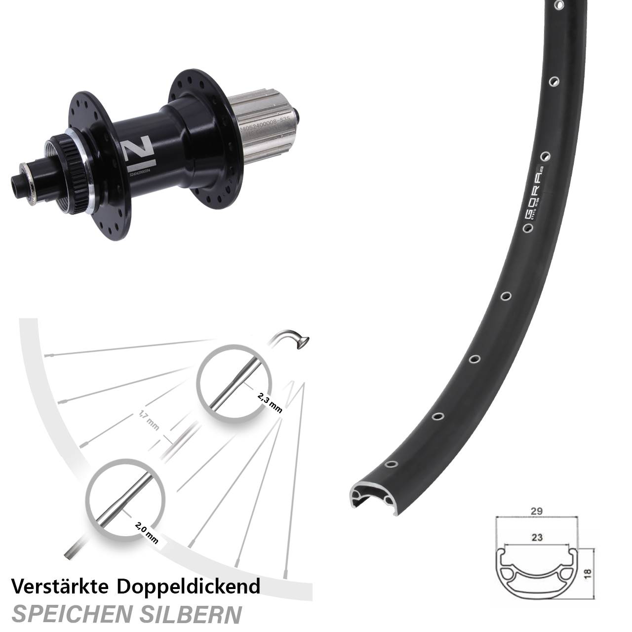Disc Hinterrad 28 Zoll Gora 23 Novatec D042 8-12 fach QR