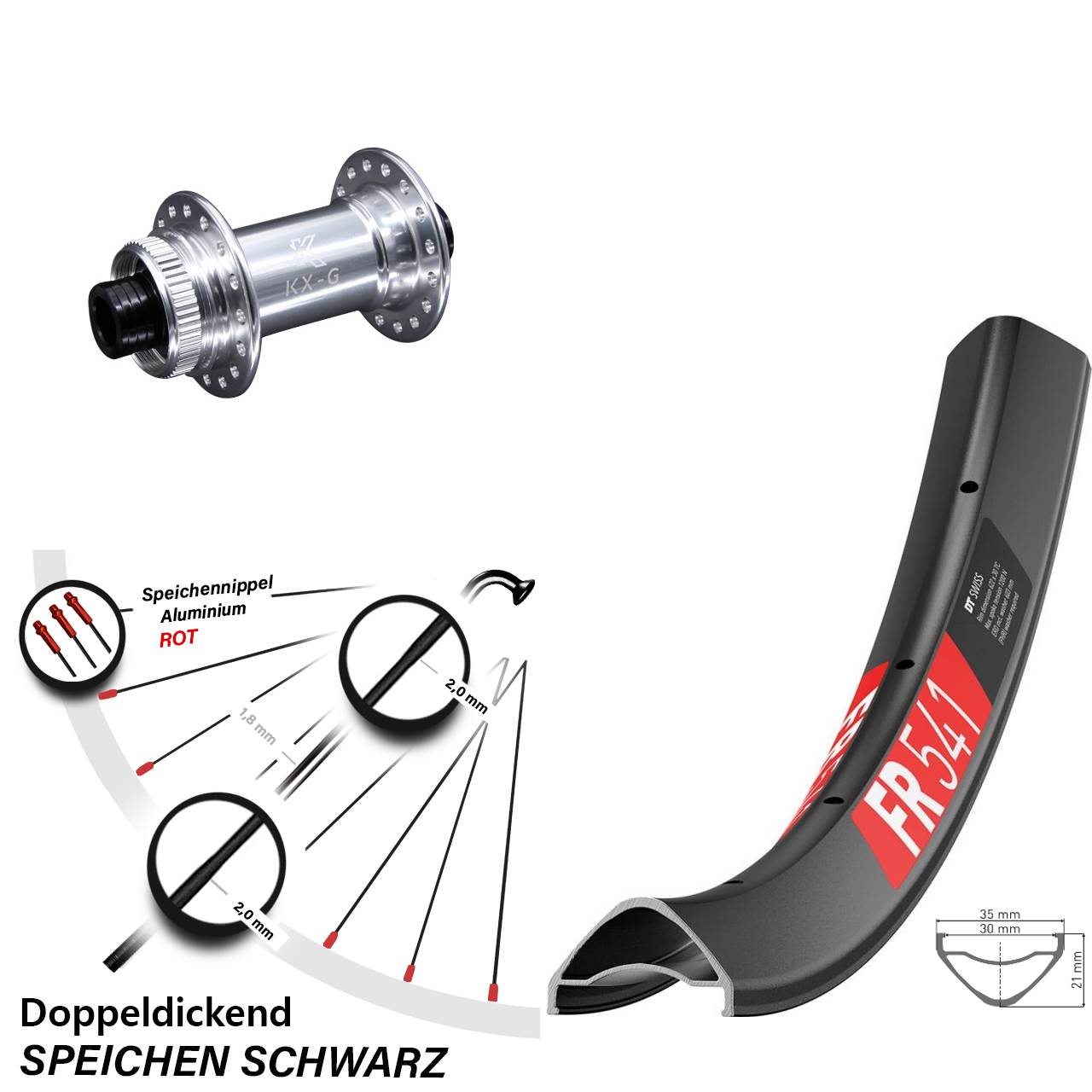 Centerlock Vorderrad 27,5 Zoll DT Swiss FR 541 KX-G 15x100