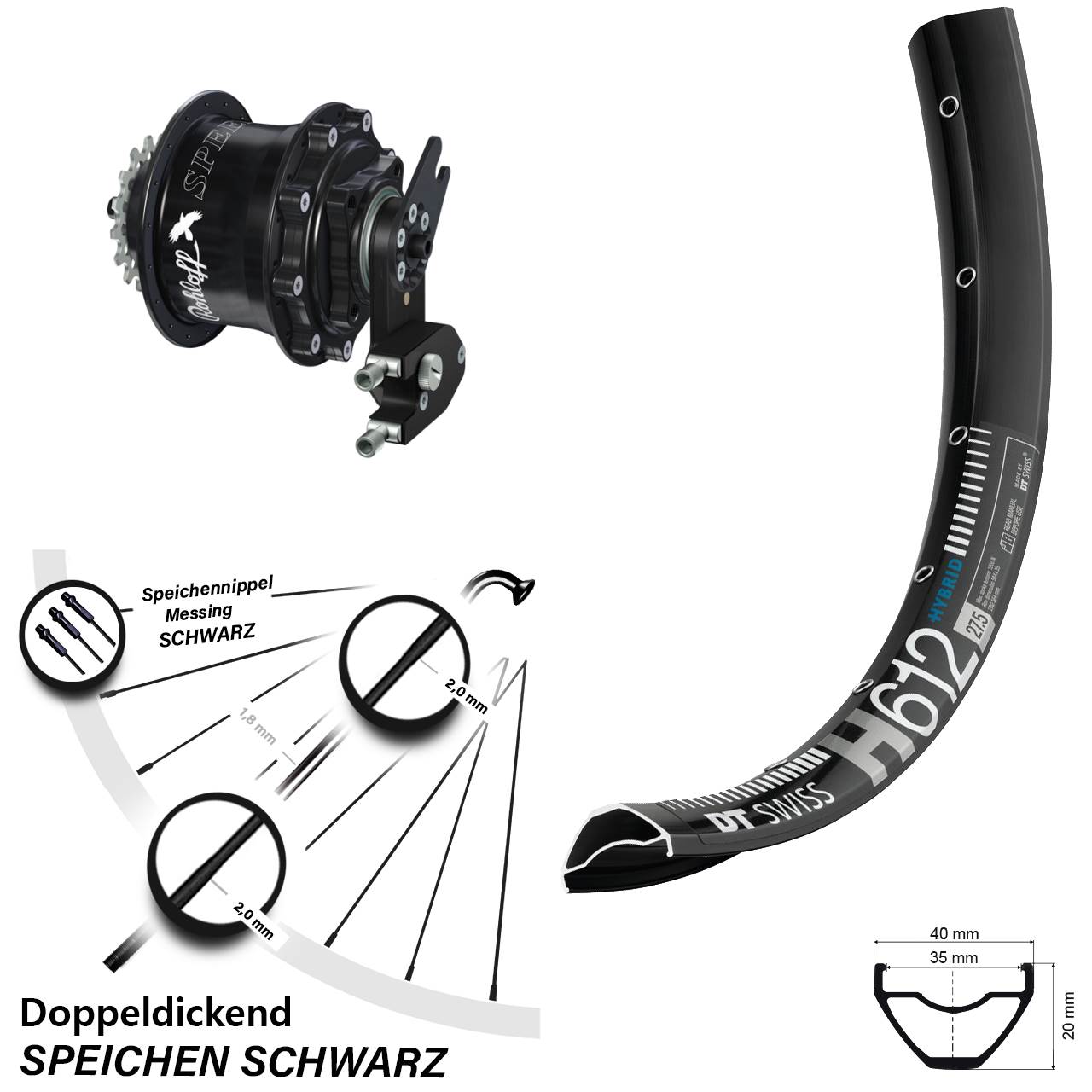 DT Swiss H612 Rohloff Speedhub CC DB OEM2 27,5 Zoll Disc Hinterrrad
