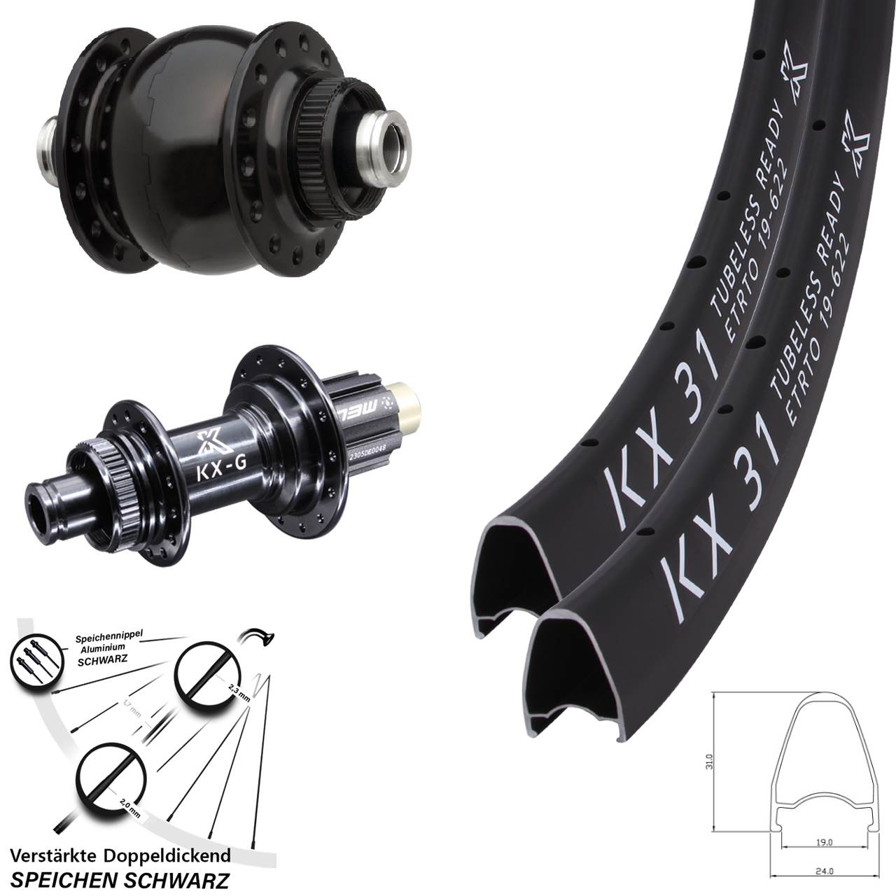 Laufradsatz Centerlock 12x100/142 28 Zoll KX-G 31 SONdelux Campa N3W