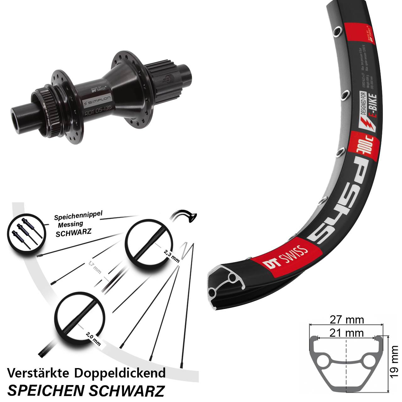 26 Zoll DT Swiss 545 DT Swiss 370 Hybrid Centerlock Hinterrad 12x142 Shimano Micro Spline