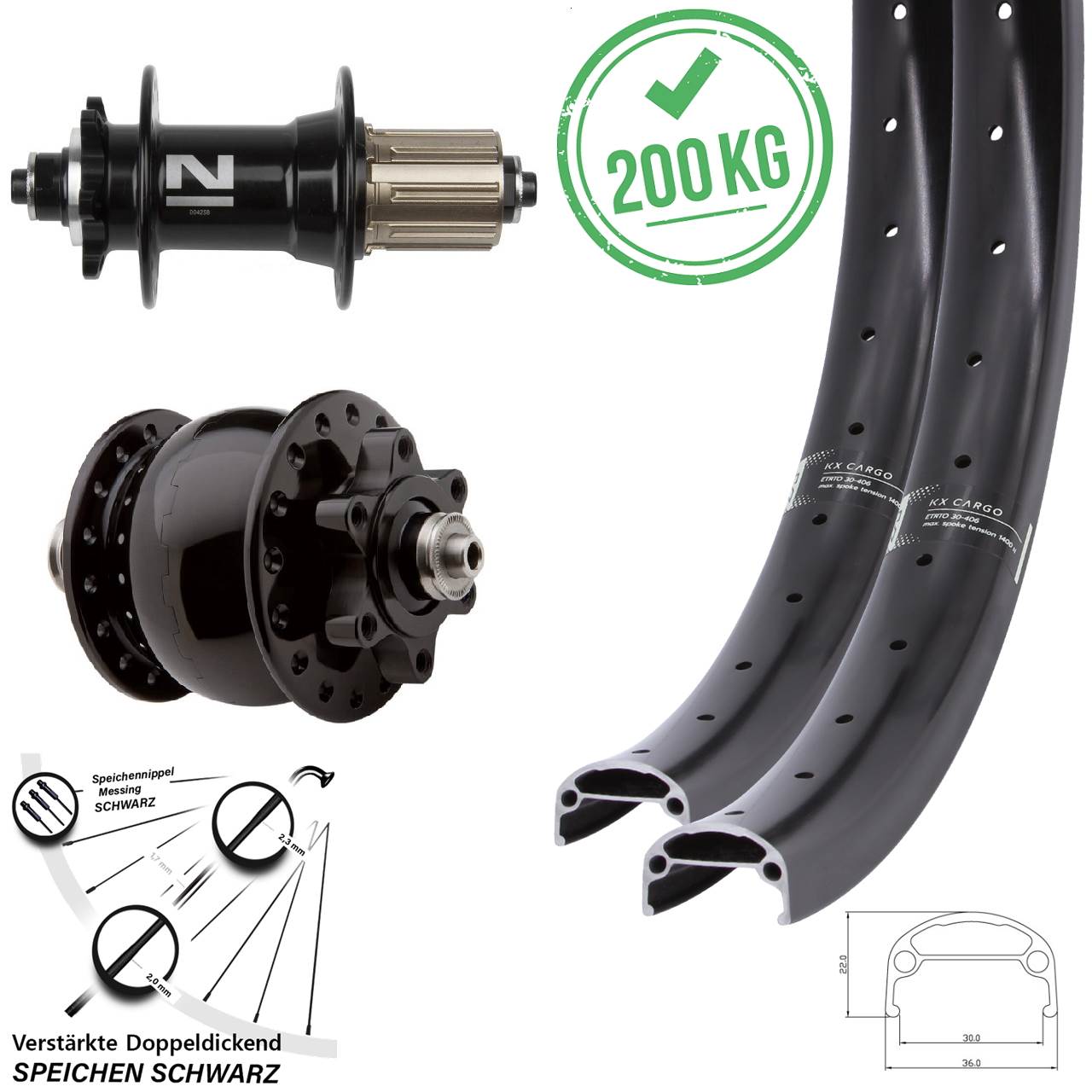 Laufradsatz 6-Loch für Schnellspanner 26 Zoll KX Cargo Novatec D-042SB SON 28 8-11 fach