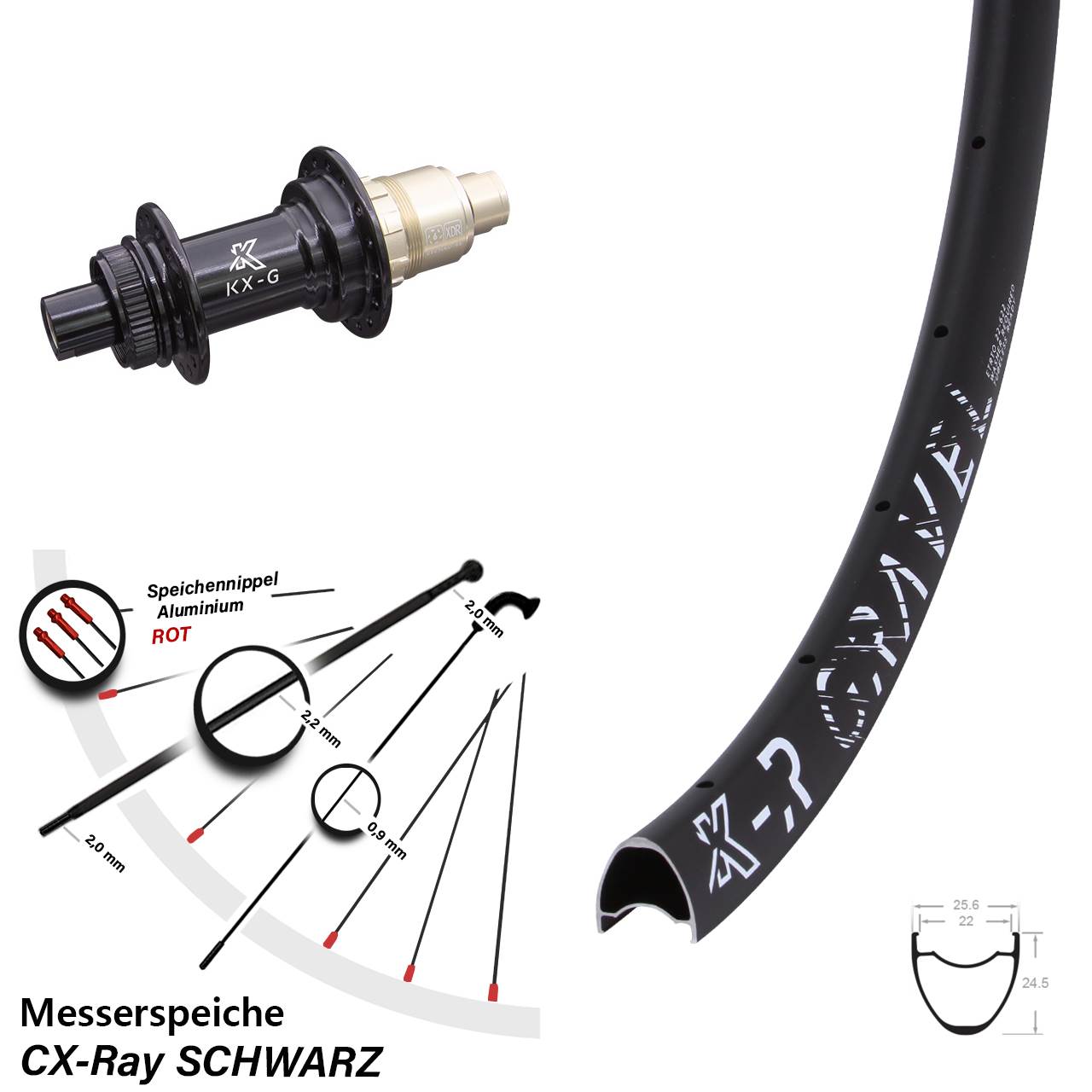 Centerlock Hinterrad 12x142 28-29 Zoll KX-R Gravel Messerspeiche XDR 11-12 fach CX-Ray