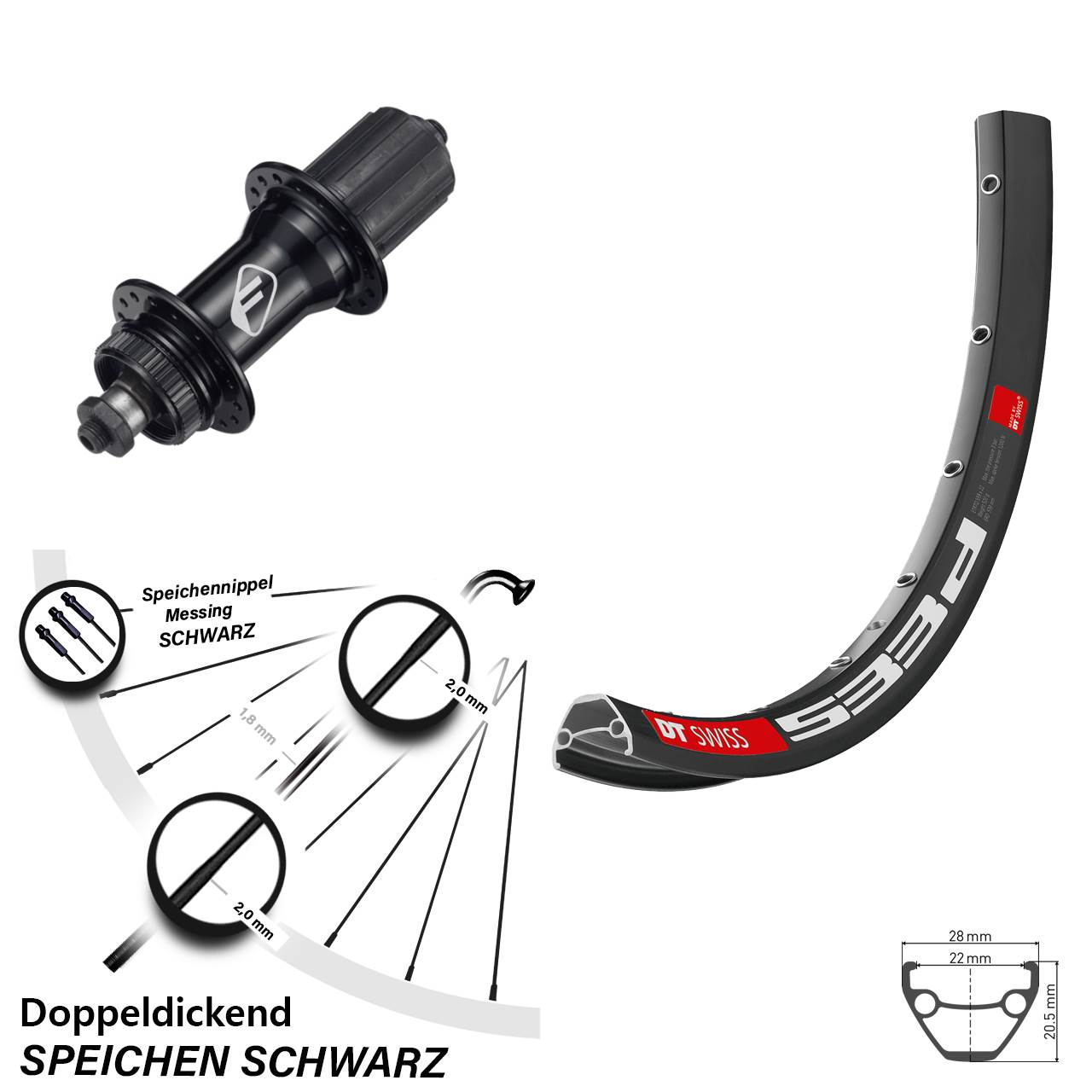 Disc Hinterrad QR 29 Zoll DT Swiss 533 D Formula CL-52 8-11 fach