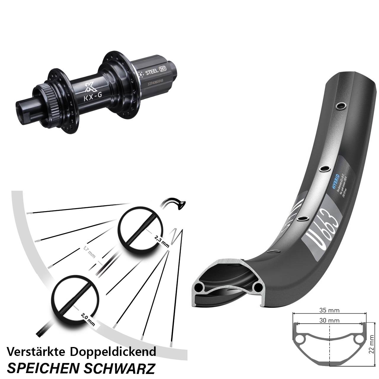 DT Swiss U 663 KX-GS Stahl Freilauf 29 Zoll Hinterrad Centerlock 12x142 8-12 fach HG