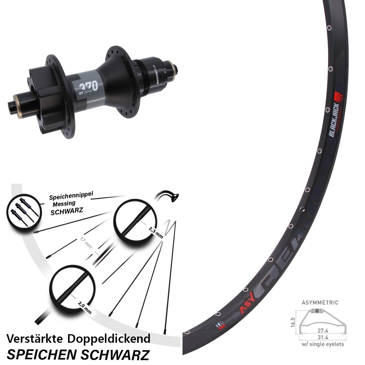 Rodi Ready 27 DT Swiss 370 Disc 29 Zoll Laufrad für Schnellspanner XD