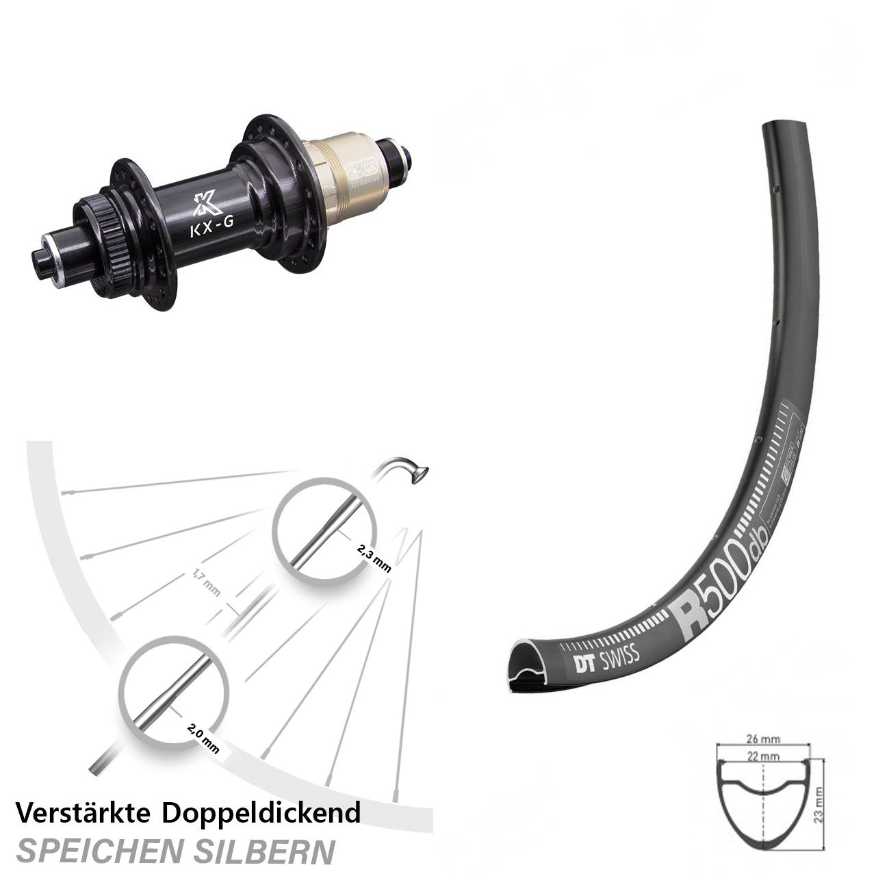 Hinterrad Centerlock QR 28 Zoll DT Swiss R 500 KX-G XDR