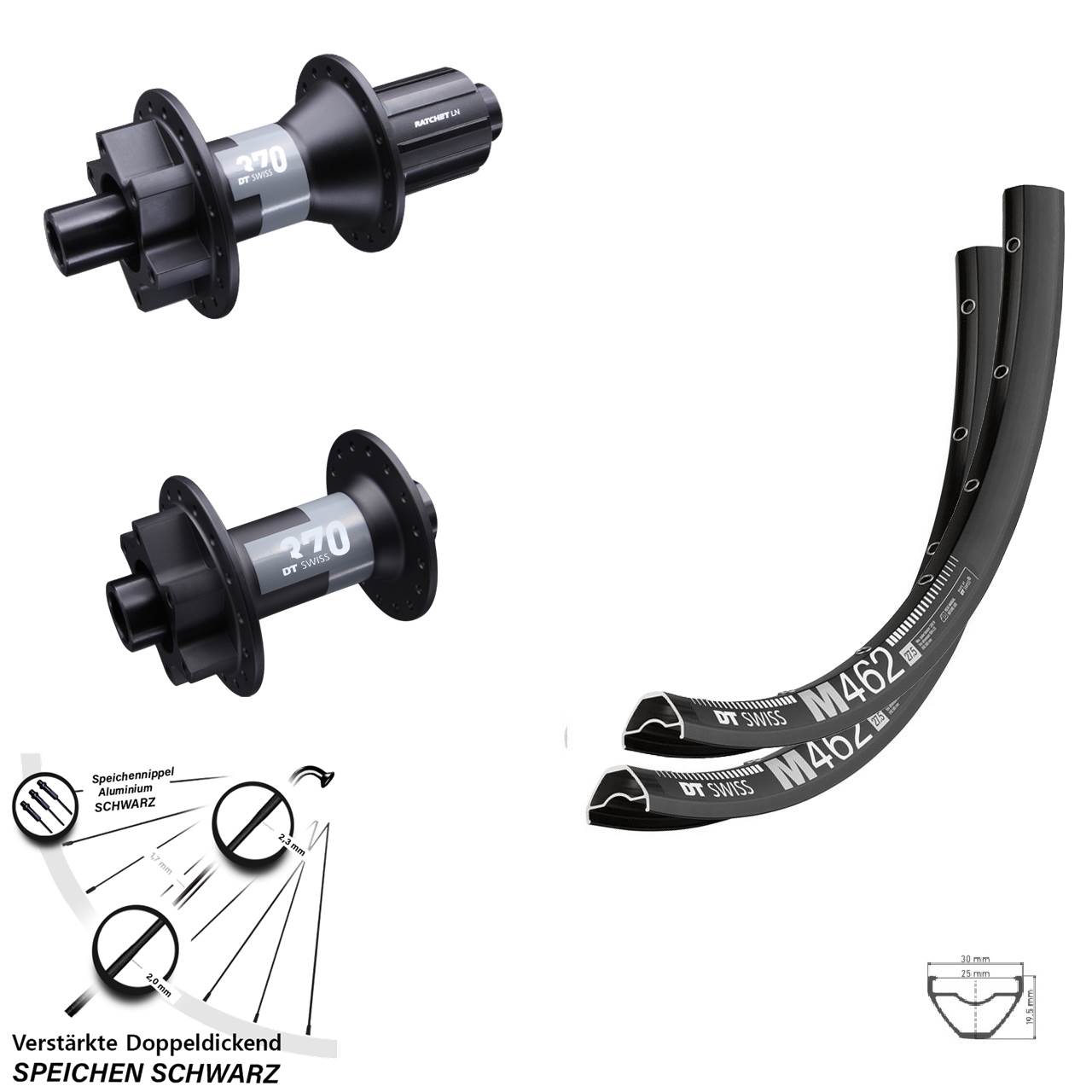 Disc Laufrad-Satz 15x100 12x142 650B DT Swiss M462-370 8-11 fach