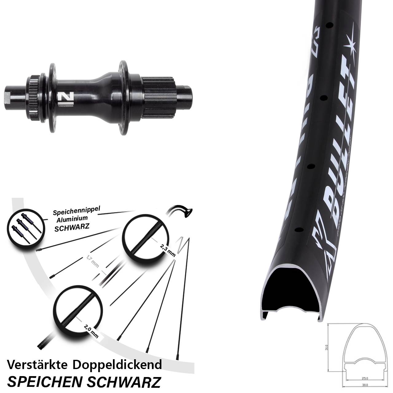 Centerlock Hinterrad 29 Zoll KX Bullet Novatec D792SB Shimano Micro Spline 12x142