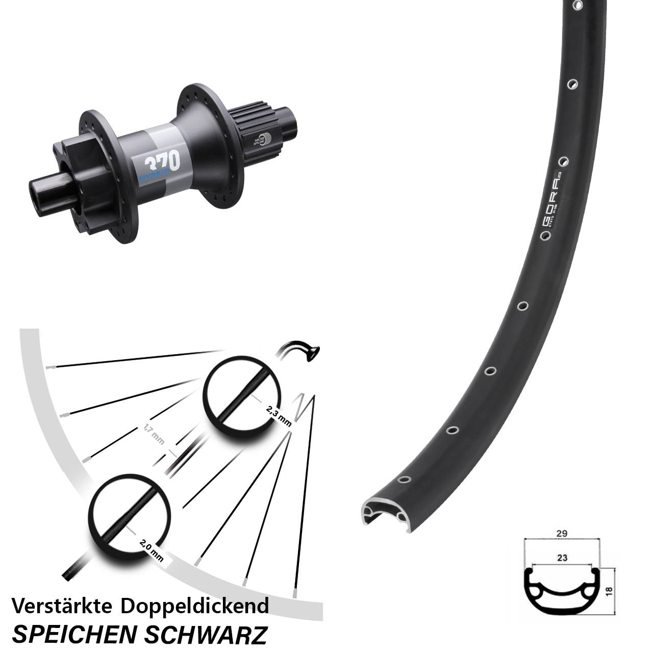 Boost Disc Laufrad 12x148 28-29 Zoll Gora 23 DT Swiss Hybrid 370 Shimano Micro Spline