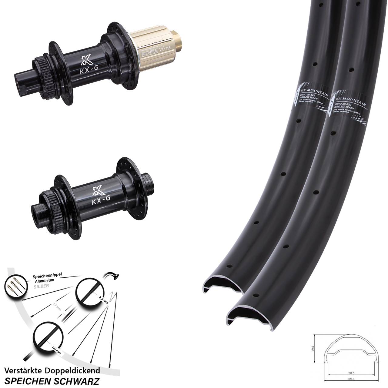 KX-G Mountain Gravel 29 Zoll Centerlock Laufradsatz 12x100/142 8-12 fach