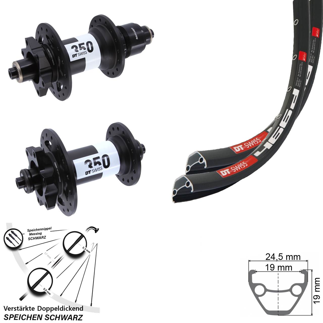 Laufradsatz 6-Loch QR 28 Zoll DT Swiss 466d 350 XD 11-12 fach