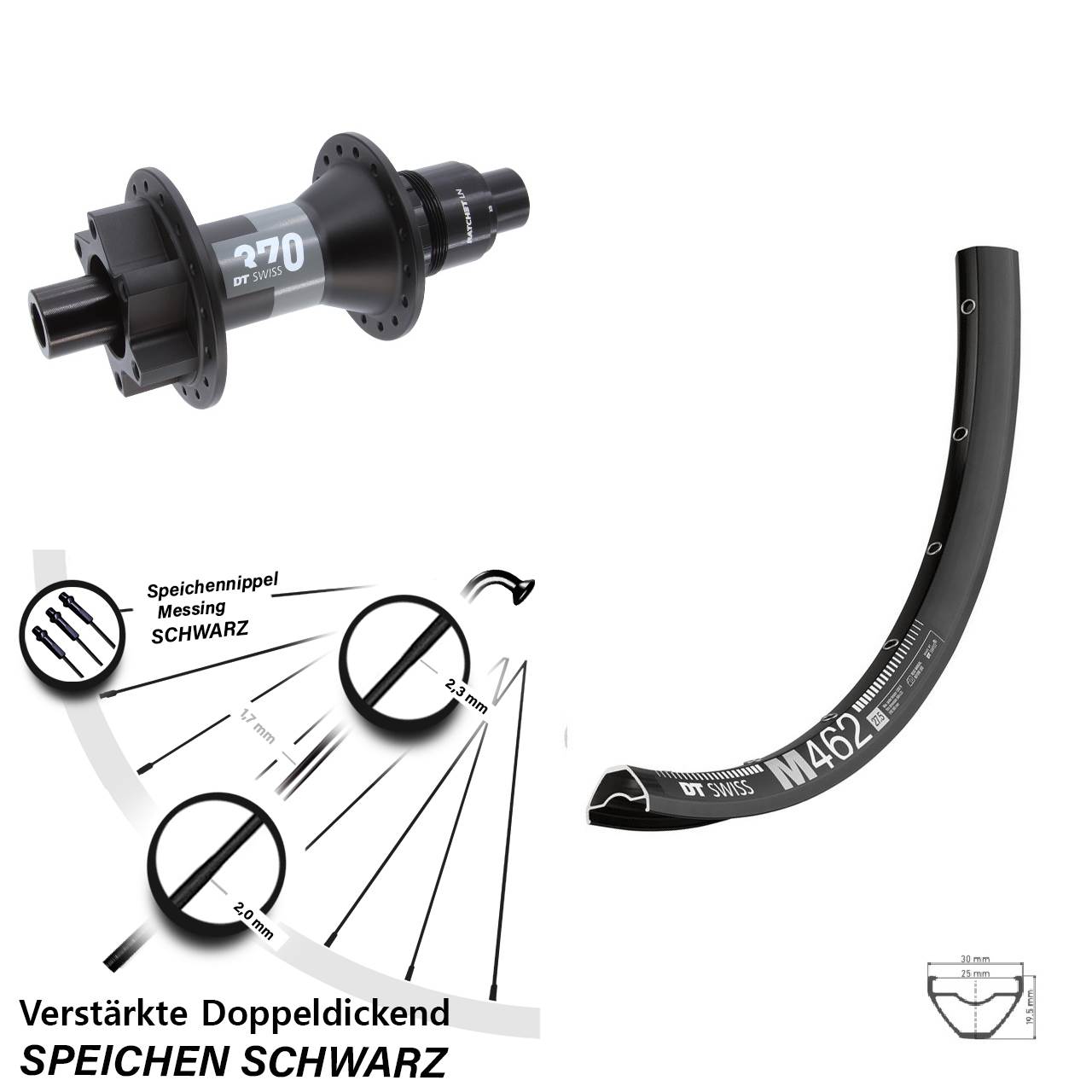 650B DT Swiss M 462-370 Laufrad 12x148 Boost 6-Loch XD 11-12 fach
