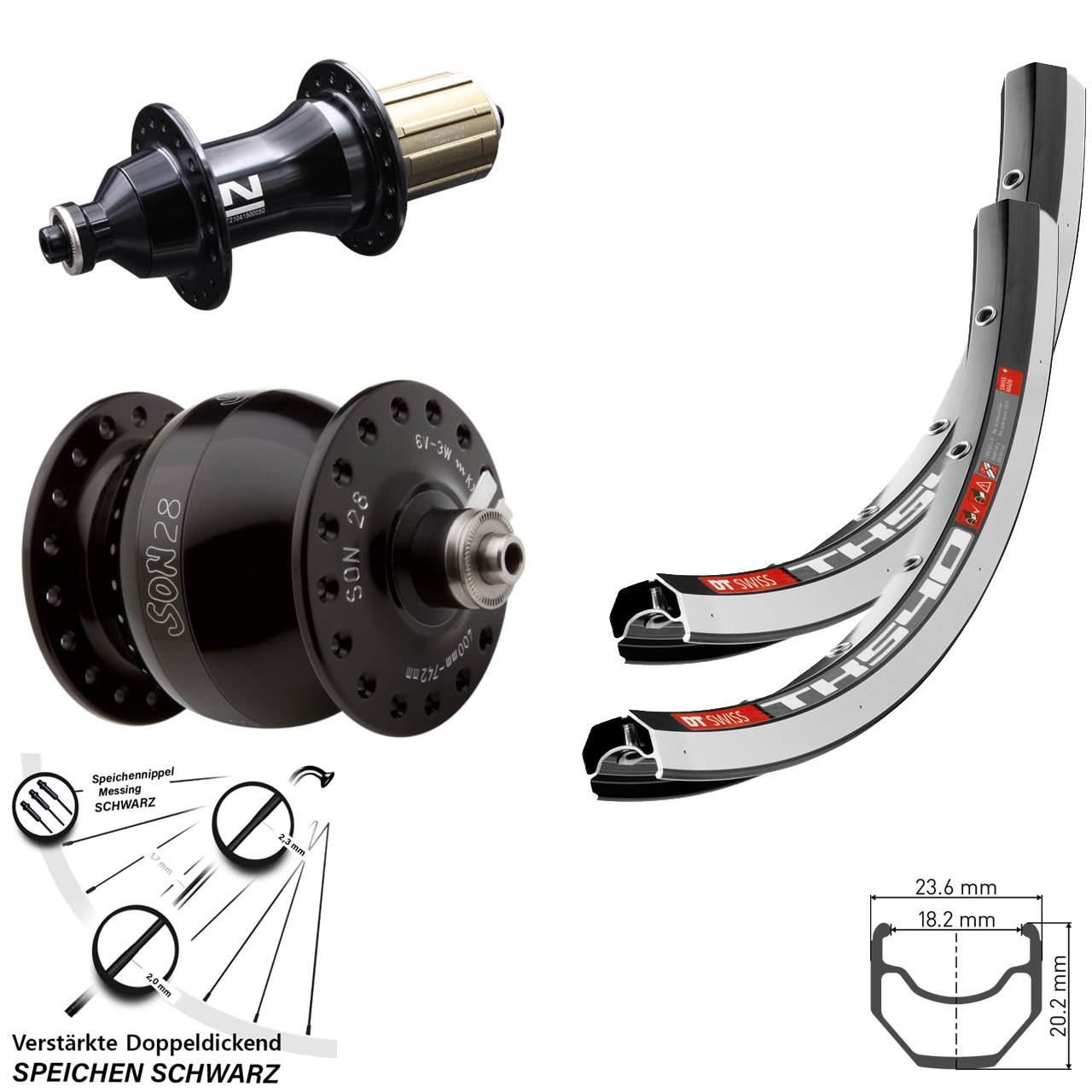 Laufradsatz SON 28 Zoll DT Swiss TK540 Novatec F-162SB 8-12 fach für Schnellspanner