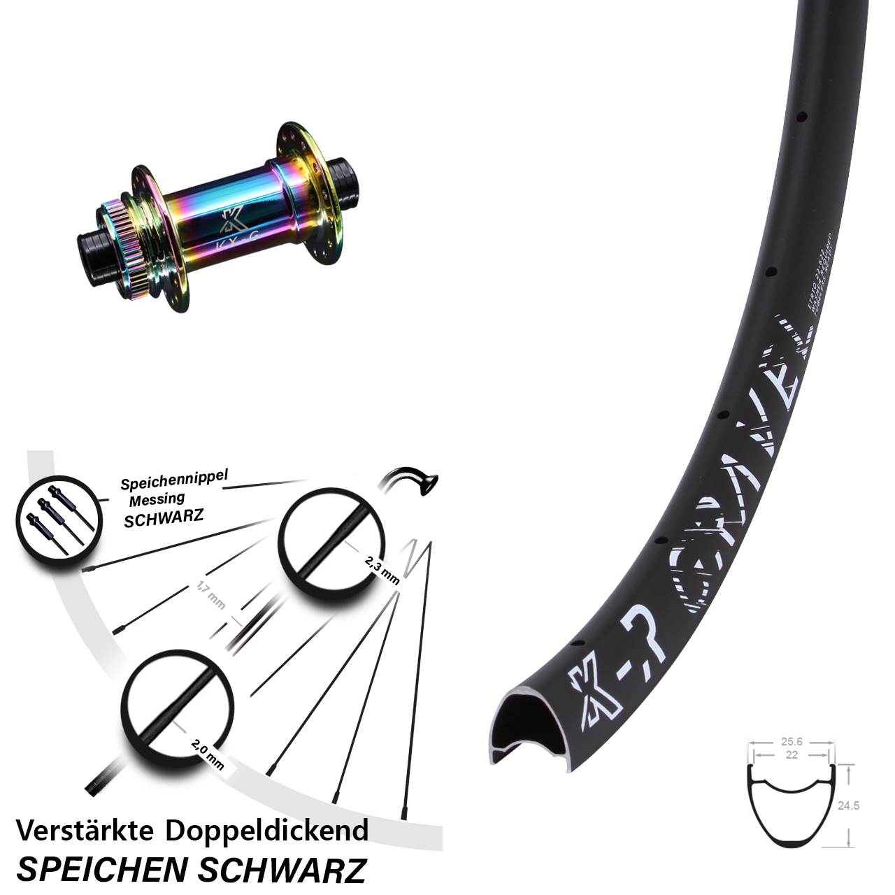 Disc Laufrad 12x100 28-29 Zoll KX-R Gravel verstärkt Oilslick