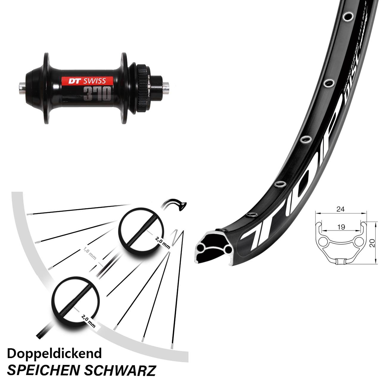 DT Swiss 370 Centerlock Remerx Disc Vorderrad 28-29 Zoll Schnellspanner