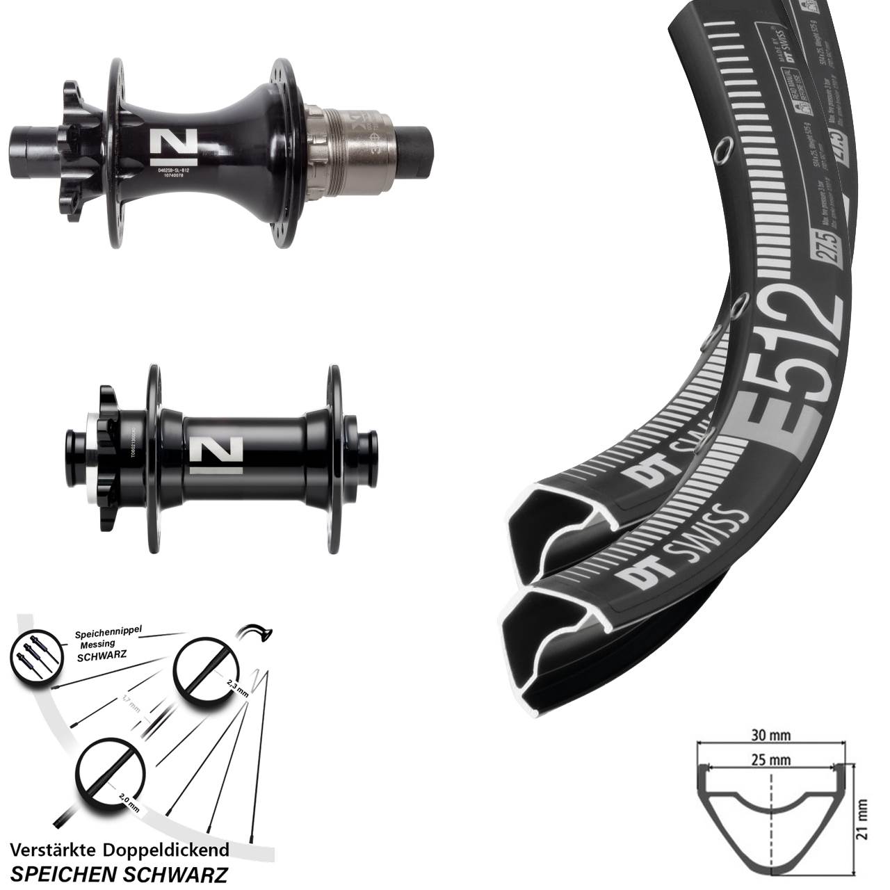 DT Swiss E 512 Novatec D041SB D462 650B Disc Laufradsatz 15x110 12x148 XD 11-12 fach