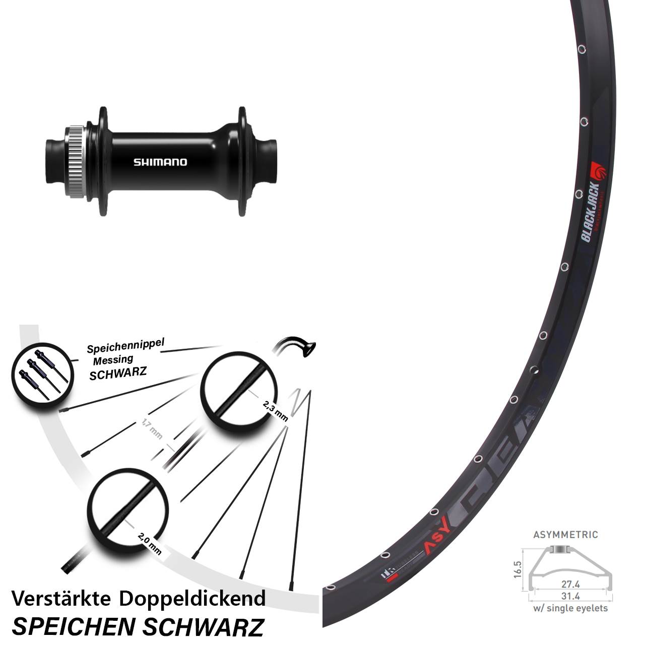 Disc Vorderrad 27,5 Zoll Rodi Ready 27 Shimano HB-TC500 15x100