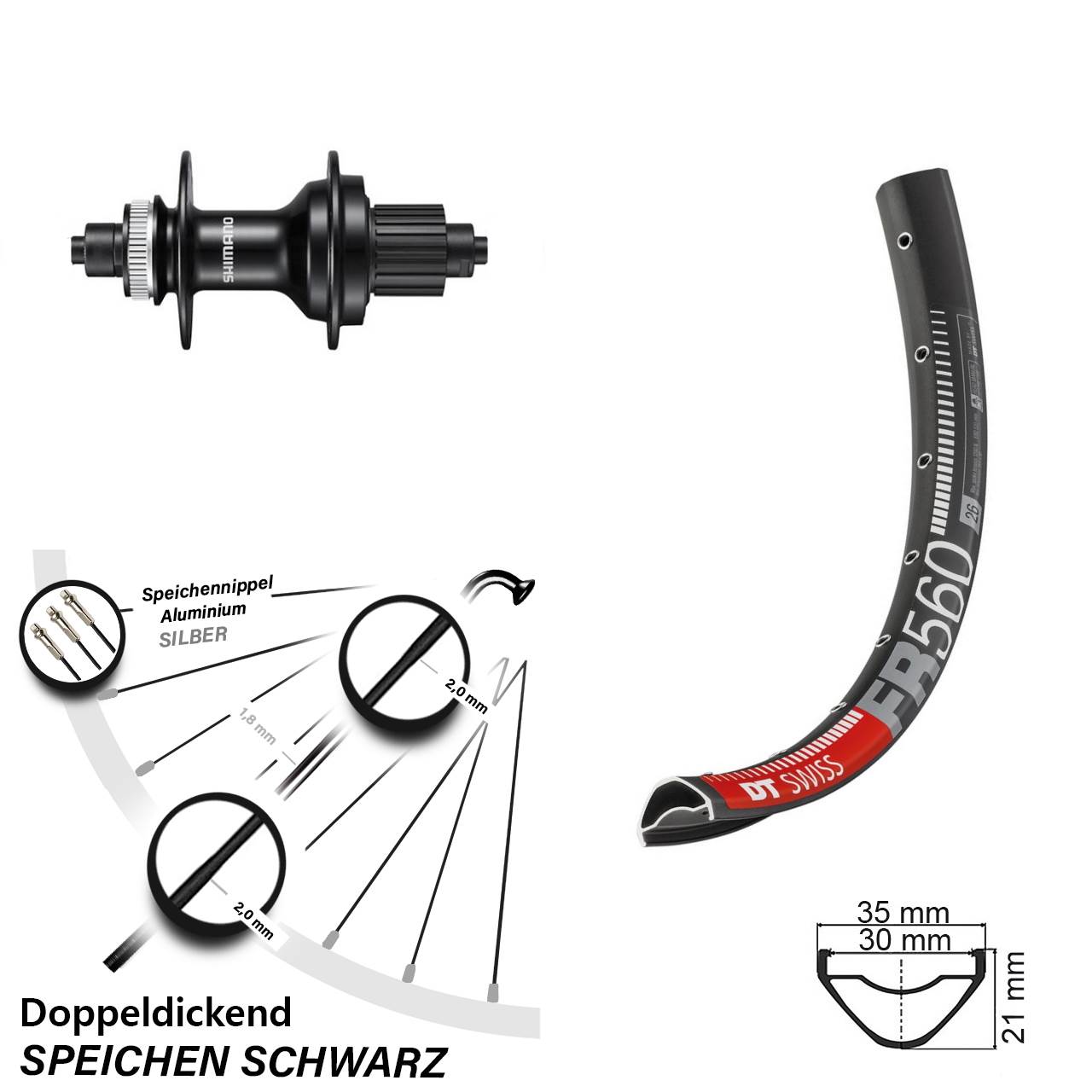 DT Swiss FR 560 Shimano MT500 26 Zoll Centerlock Hinterrad QR Micro Spline