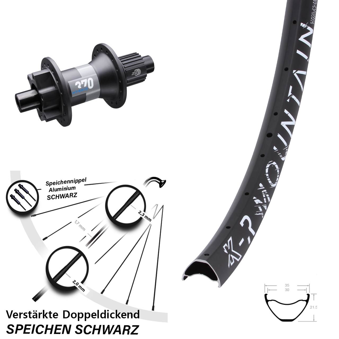 Disc Hinterrad 27,5 Zoll KX-R Mountain DT Swiss Hybrid 370 Micro Spline 12x148