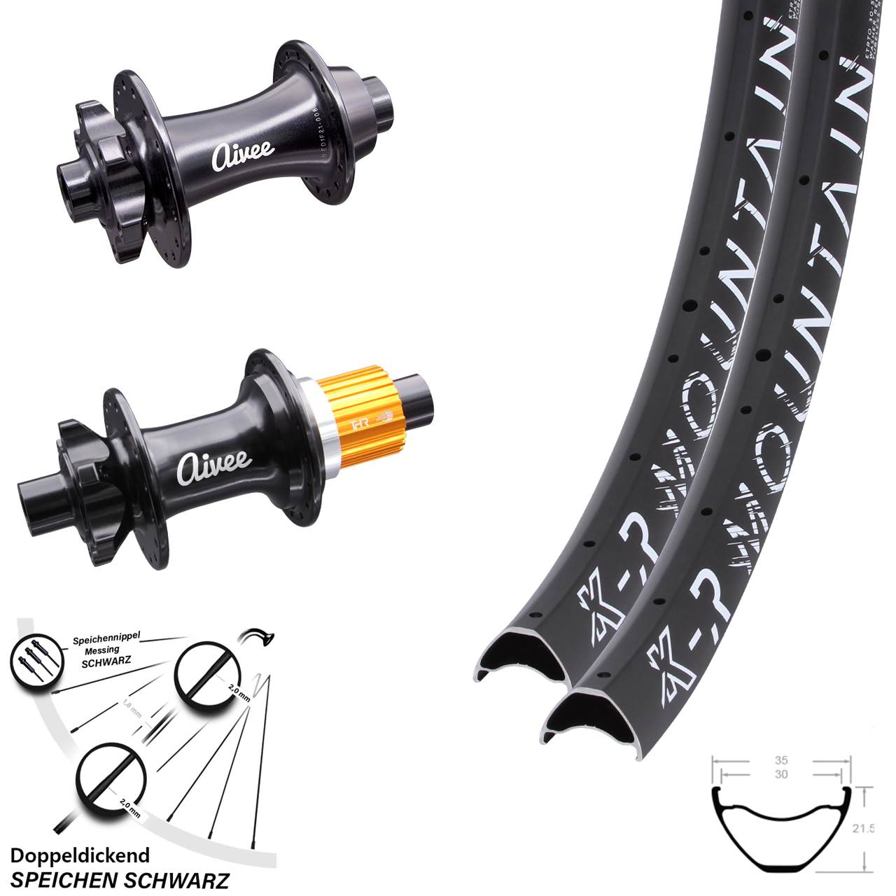 Laufradsatz MTB 29 Zoll KX-R Mountain Micro Spline Aivee Classic Boost